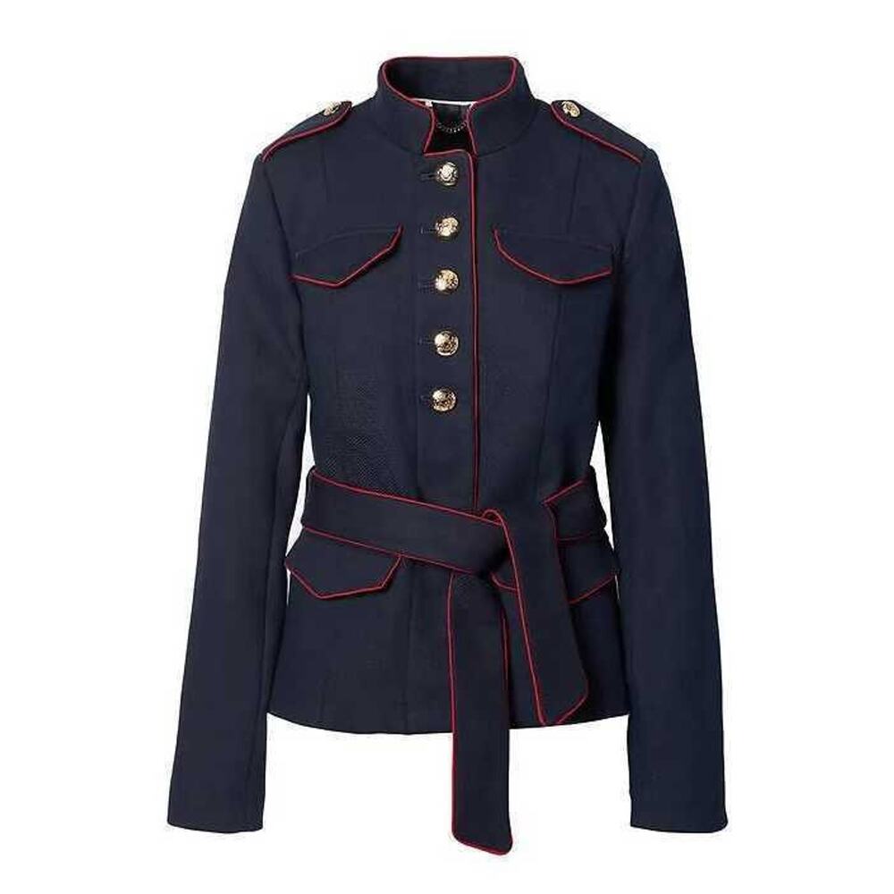 NWT Banana Republic Olivia Palmero Belted XS Military Jacket Navy Blue